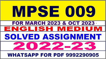 mpse 9 solved assignment 2022-23 in english | mpse 9 solved assignment 2022-23 | mpse 9 2023