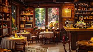 Cozy Spring Coffee Shop Ambience with Smooth Jazz Instrumental Music at Rainy Day for Relax, Study