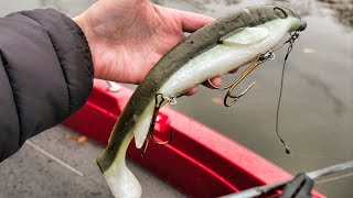 MUSKY FISHING LATE FALL!! - Muskies in a Snowstorm with Giant Swimbaits