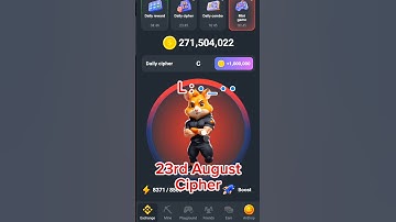 23rd August Daily Cipher || Today daily cipher || HAMSTER KOMBAT 23rd August Daily cipher#hamster#YT