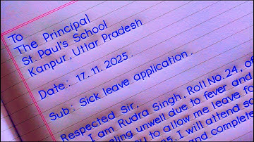 📝 One Day Sick Leave Application for Class 6 Students