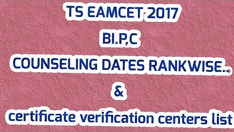 Ts Eamcet 2017 bi.p.c counseling Dates Rankwise|| TS eamcet helpline centres list Fee Details