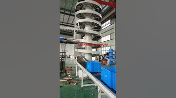 Maxsen tabletop chain spiral conveyor for plastic baskets transporting testing