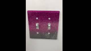 Pink Bling Glitter Gradient Toggle Rocker Switch Wall Plate Cover 1 2 3 Gang