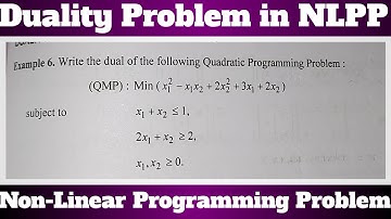 20. Dual of Quadratic Programming Problem (QMP) - Most Important Example - NLPP in Hindi.