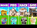 Minecraft : Prime LUXURY House Build Challenge - Noob Vs Pro Vs Hacker Vs God