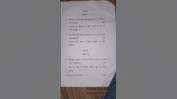 Old question paper B.com 5th sem, GJU university,Buss. Ethic,2023