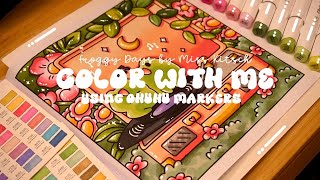 Color with me (ASMR) 🐸🌸 'Froggy Days' by Miss Kitsch ✨ Using Ohuhu markers 🌱✏️ #adultcoloring #asmr