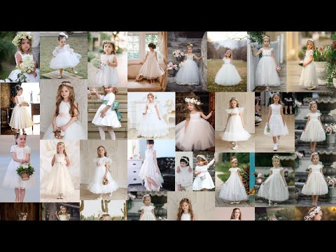 Wedding flower girl dresses/cute babygirl wedding dresses/babygirl frocks in white colour/kids dress
