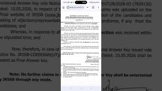 JKSSB LABORATORY ATTEBDANT EXAM! FINAL ANSWER KEY OUT OFFICIAL!