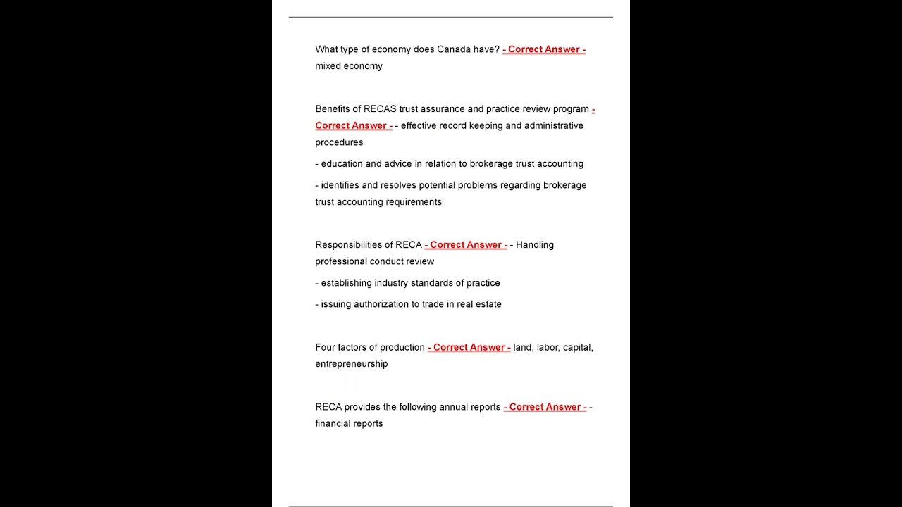RECA FUNDAMENTALS EXAM QUESTIONS AND ANSWERS GRADED A LATEST 2025