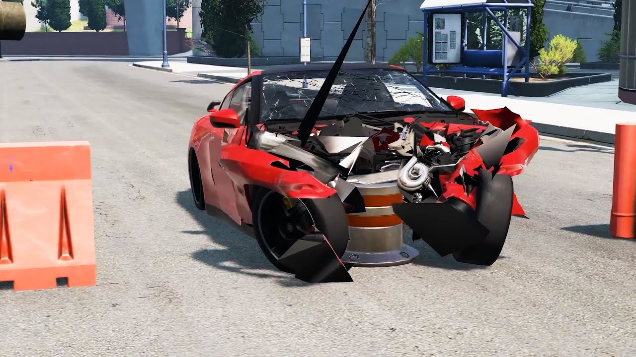Ultra Realistic Cars vs Bollard Crashes YouTube
