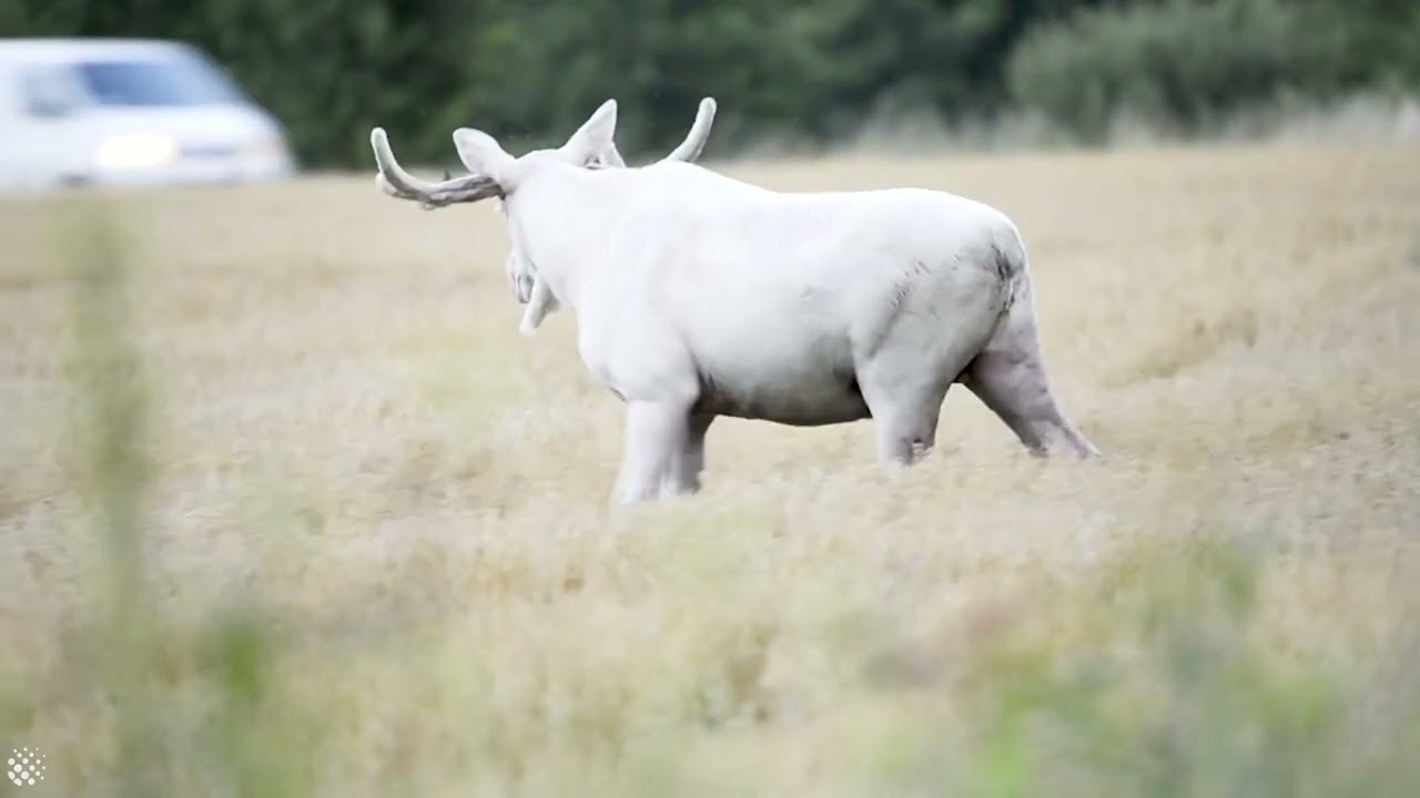 Rare footage of stunning white moose filmed in Sweden