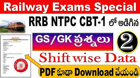 Railway NTPC GS & GK Previous year Questions Part 2 of all shifts Data  Explanation by SRINIVASMech