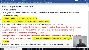 TOEFL iBT Listening Style Question (2) Basic Comprehension Question Gist Content
