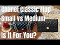 Chanel classic flap comparison lets chat  lambskin vs caviar ghw vs shw s vs m  styling tips