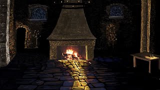 Castle keep ambience - crackling fire and blizzard sounds [2 hours]