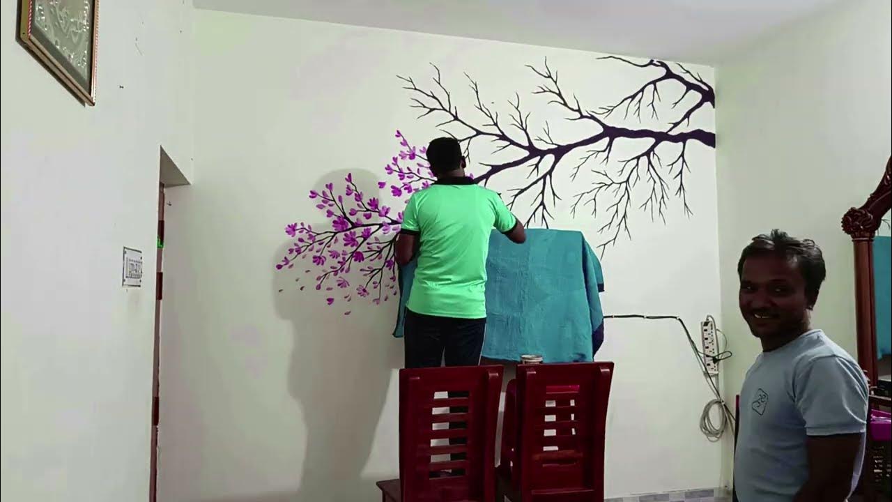 Simple Easy Tree Wall Painting Ideas - YouTube