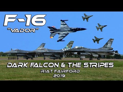 4K UHD F-16 Dark Falcon"Vador"  with The Stripes  RIAT 2019 Splendid Flat Show