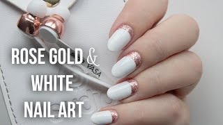 Rose Gold &amp; White Ruffian Nail Art