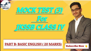 Jkssb Class IV Mock Test 2020-21 || Basic English | Series 3 | 20 Marks || Part 2 ||