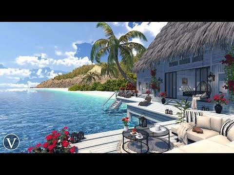 Maldives Beach House | Day & Sunset Ambience | Ocean Waves & Tropical Nature Sounds
