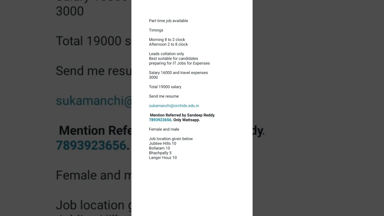 Part Time Jobs 2023 In Hyderabad 202ki3 Fresher Job S