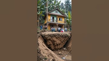 Dangerous Moment! Ground Suddenly Collapses and the Whole House Falls | #shorts #ai