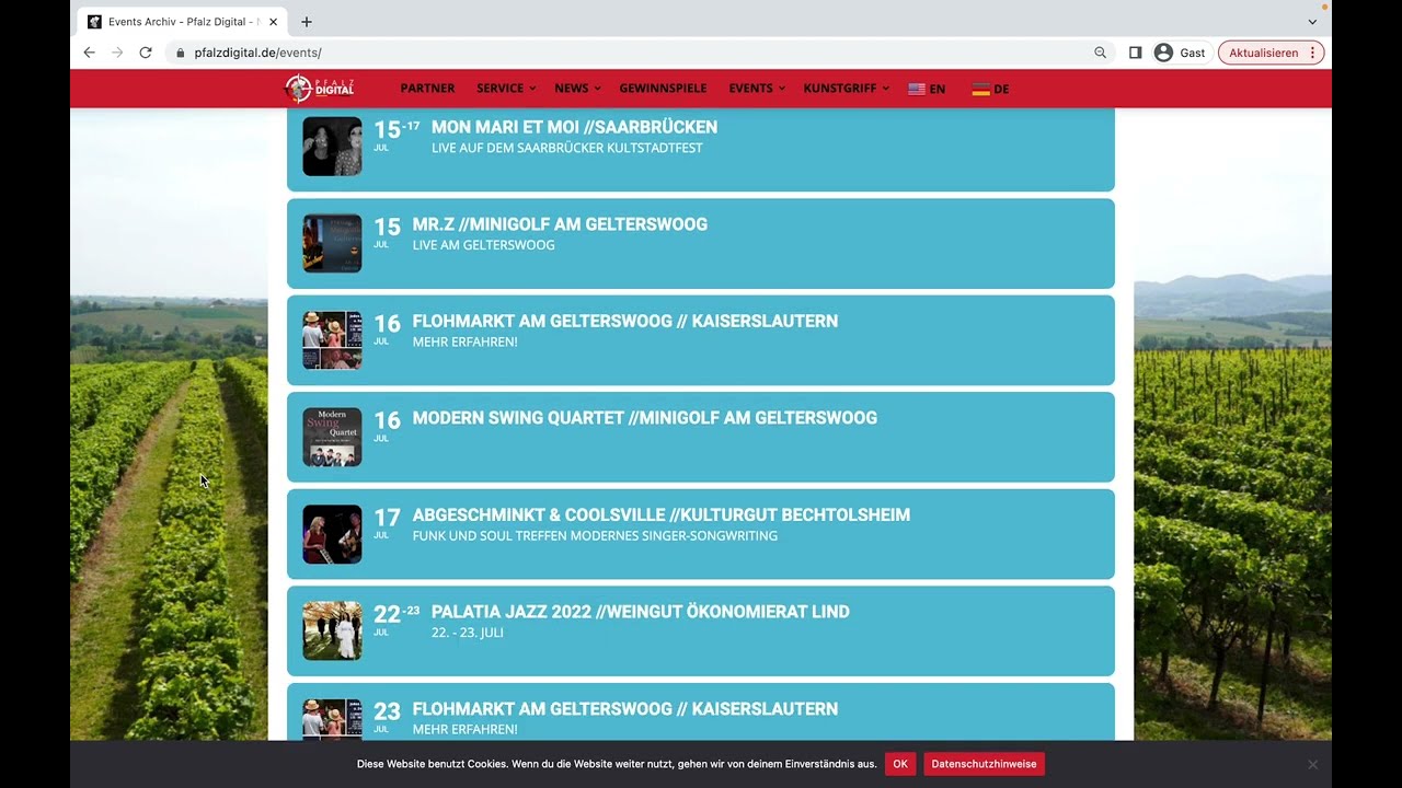 Event eintragen bei Pfalz Digital