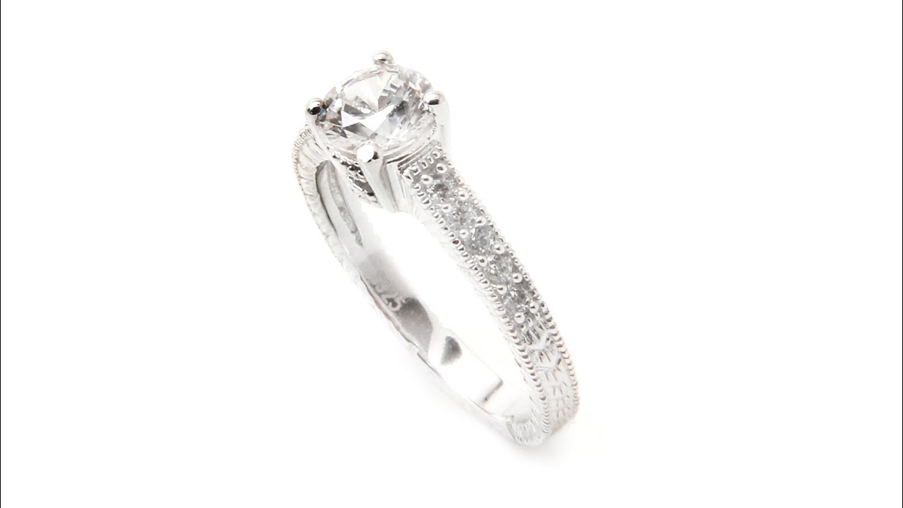Sterling Silver Round Engagement Ring SACR00016