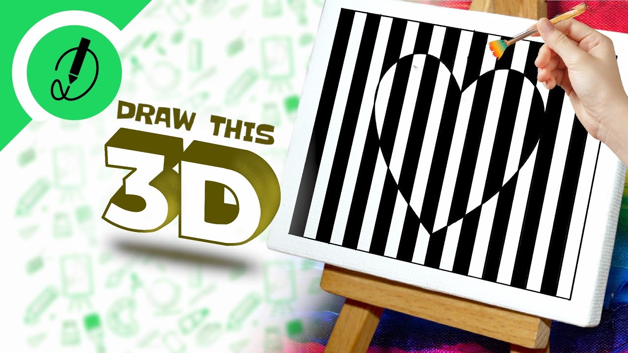 how to draw 3D HEART step by step | very easy | with dimension #3D # ...