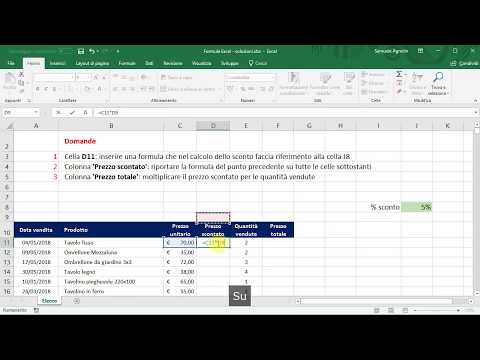 Esercizio Excel - FORMULE