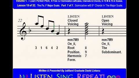 Part 7b. LESSON 19 of 32, The Fa_F Major Scale. EAR TRAINING EXERCISES