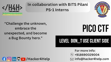 Picoctf | Don t use client side |CTF challenges | web application pen testing| Hacker4Help