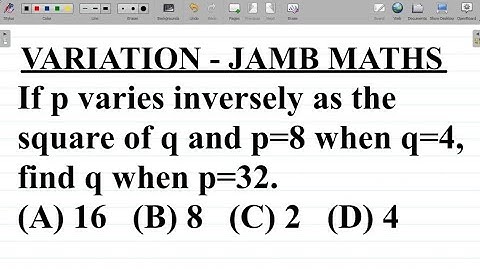 VARIATION - JAMB 2025 Mathematics Question and Solution: Inverse Variation JAMB Mathematics.