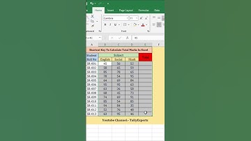 Use Shortcut Key of SUM function to Calculate Total Marks in Excel #shorts #excel #shortsfeed