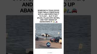 Tesla Cybertruck Driver Thinks It Floats – Ends Up in a Lake 😂 #tesla #cybertruck #fail