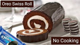 No Bake Oreo Chocolate Sushi| Only 2 ingredients Swiss Roll Fireless recipe without Egg,Butter,Cream