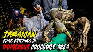 EPIC CRAB HUNTING IN JAMAICA / in Dark CROCODILE AREA.