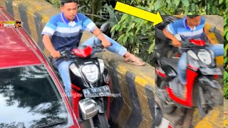 Detik Detik Mengerikan Motor Matic Rem Blong Hantam Tembok Beton di Sitinjau Lauik