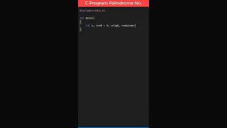 C Program to Check Palindrome Number #shorts