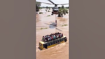 Helicopter Rescues Dozens From Submerged Bus in Deadly Floods #viral #shorts