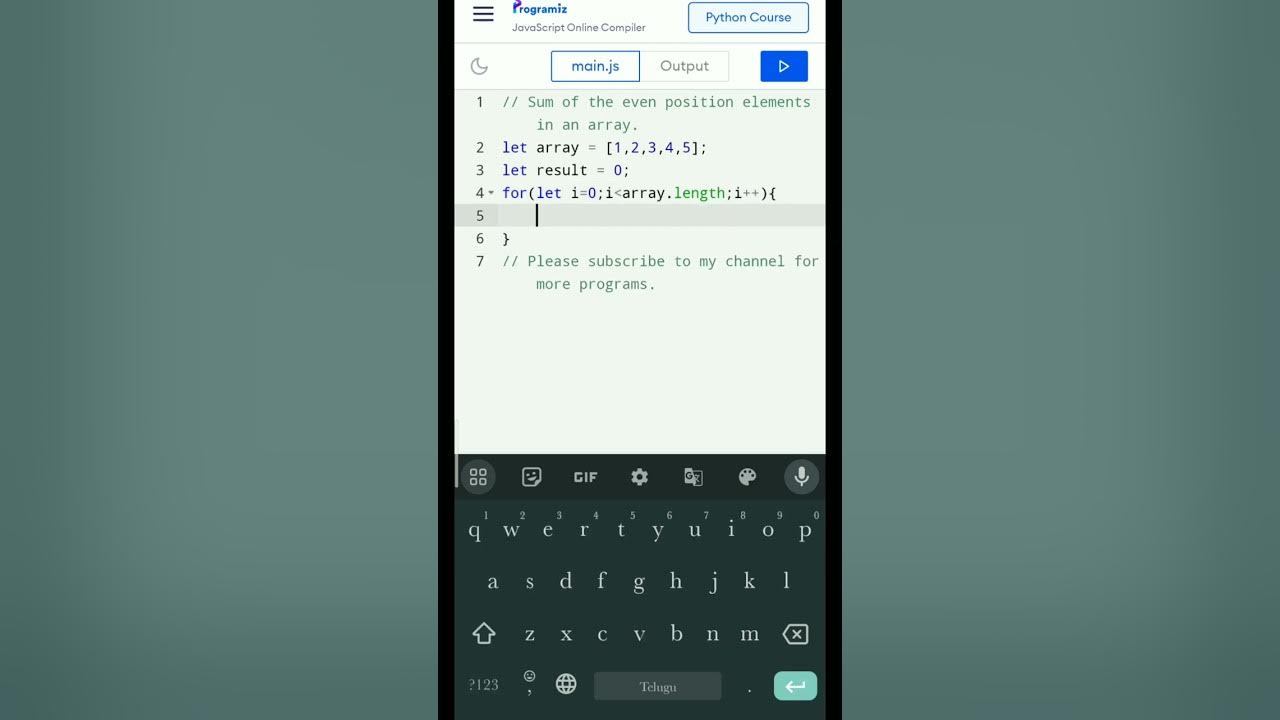 Learn Javascript in Mobile Program 2 (sum of the even position elements ...