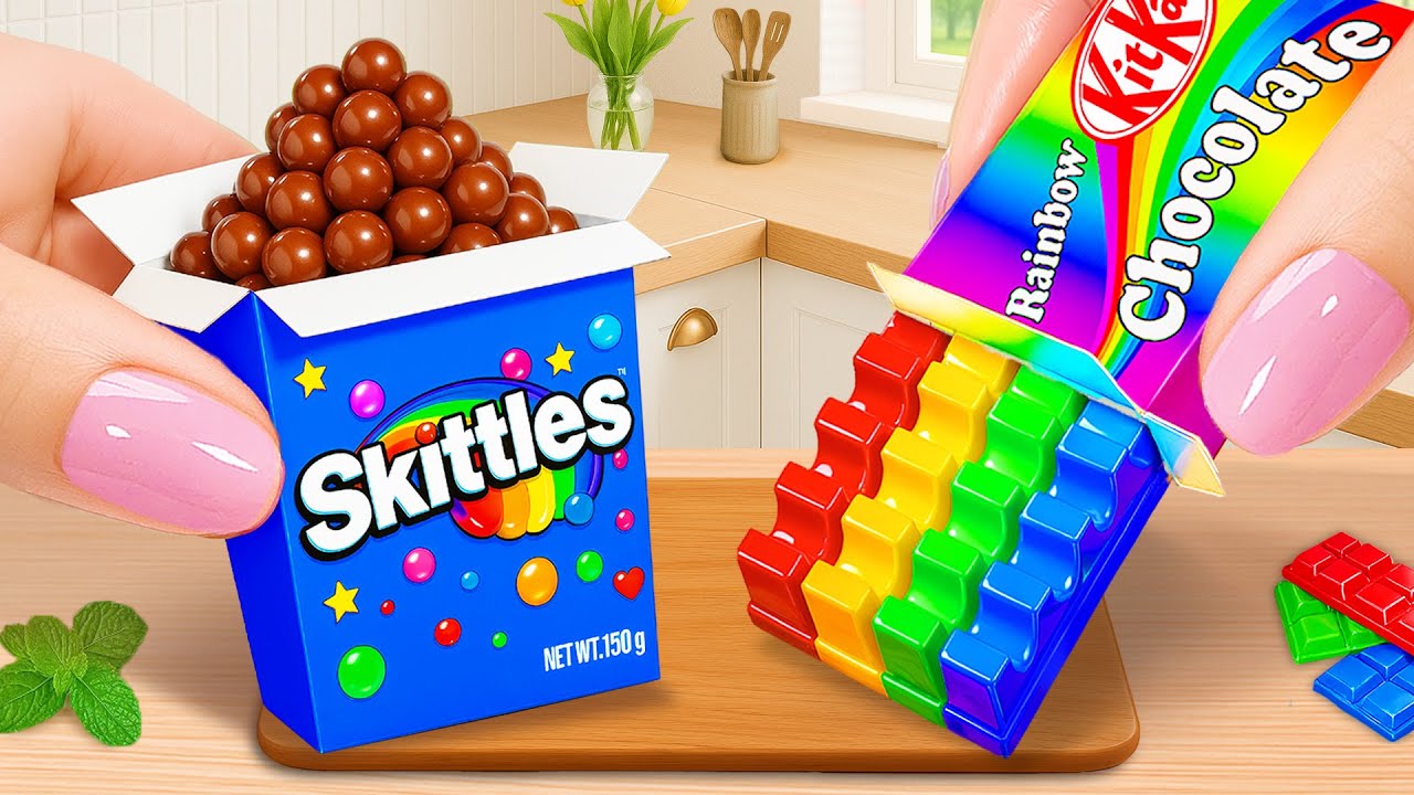 Satisfying Baking Miniature Skittles Chocolate Vs Rainbow Kitkat Cake 🌈 ...