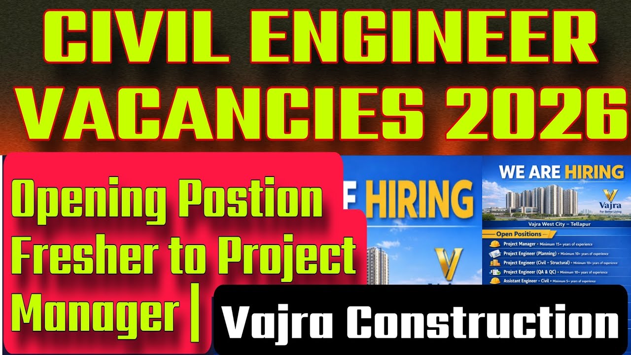 CIVIL ENGINEER VACANCIES 2026 | FRESHER TO PROJECT MANAGER POSITIONS | HOW TO APPLY | FULL DETAILS 