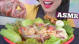 ASMR PAPAYA SALAD + FRESH VEGGIES + RAW SHRIMP (EATING SOUNDS) NO TALKING | SAS-ASMR