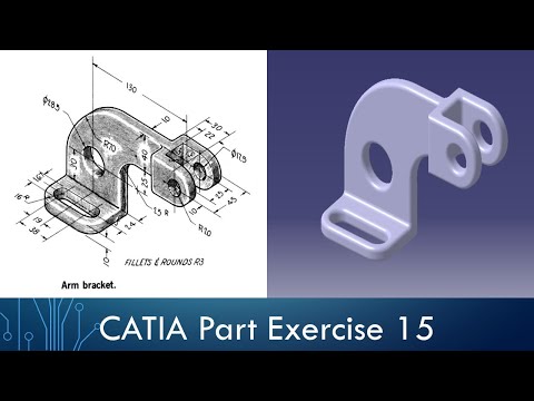 CATIA Part Design Exercise 15 - Arm Bracket