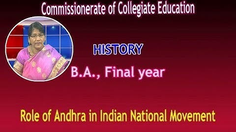 Role Of Andhra In National Movement (CCE) | History B.A Final Year | ManaTV | SAPNET