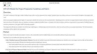 (Solved) IHP 670 Module Six Project Preparation Guidelines and Rubric