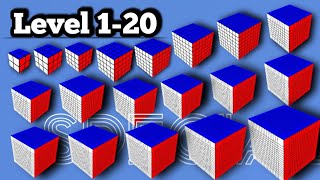 Solving 20 Rubik's Cubes in one take | Level 1-20 | virtual solve [Special]